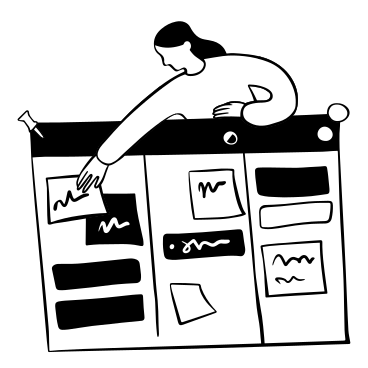 Woman organising pinboard